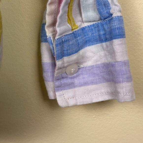 GAP Womens Size Small Bright Pastel Striped Button Down Linen Boyfriend Shirt - Picture 5 of 7